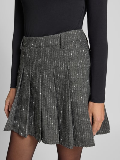 Copenhagen Muse Faltenrock mit Knopfverschluss Modell 'TRINA' Mittelgrau Melange 3