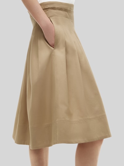 Tommy Hilfiger Knielanger Rock aus reiner Baumwolle Camel 3