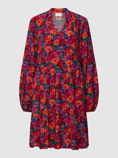 Vila Knielange tuniekjurk van pure viscose met bloemenmotief Fuchsia - 2