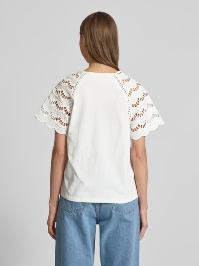 Vero Moda Regular Fit T-Shirt mit Lochspitze Modell 'BLASY' Weiss 5