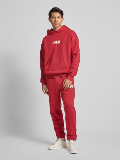 Hugo Blue Hoodie met labelprint, model 'Nimayho' Rood - 1