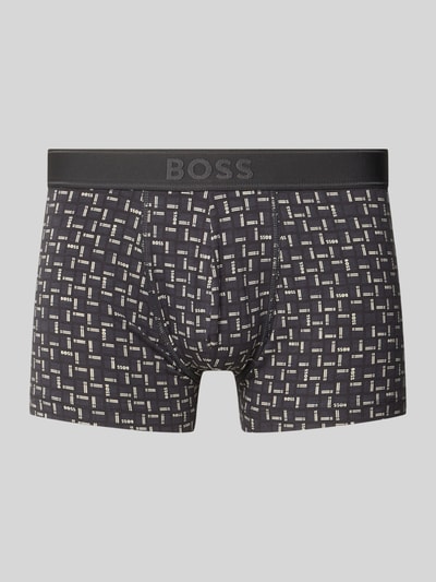 Produktfoto, czarno-białe obcisłe bokserki z geometrycznym wzorem, mieszanka bawełny, Pant & Trunk aus Baumwoll-Mix Modell 'Trunk 365 Print' von BOSS, Herren Pant & Trunk