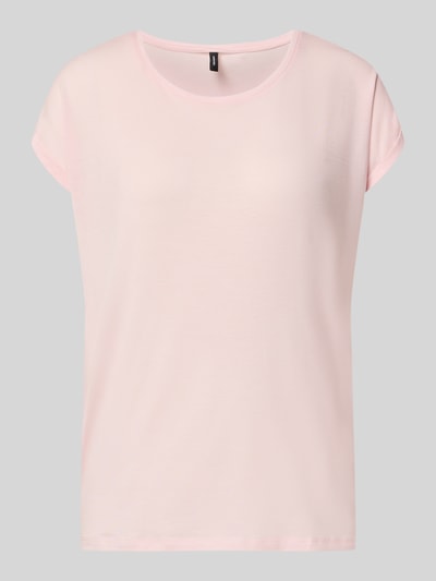 Produktfoto, hellrosa Relaxed Fit T-Shirt aus Lyocell-Mix Modell 'AVA' von Vero Moda, melierte Optik, kurzer Ärmel, U-Boot-Ausschnitt
