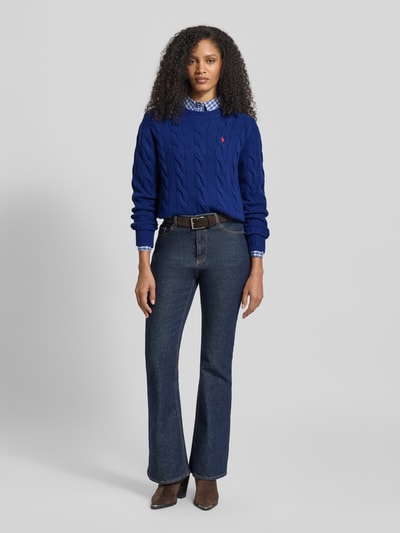 Polo Ralph Lauren Strickpullover mit Zopfmuster und Rundhalsausschnitt Blau 1