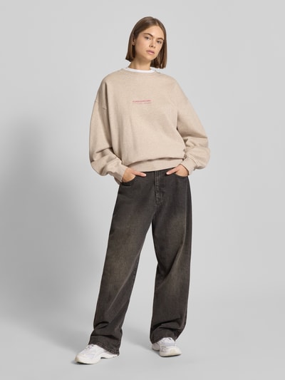 Karo Kauer Bluza o kroju oversized z okrągłym dekoltem model ‘Legacy’ Beżowy melanż 1