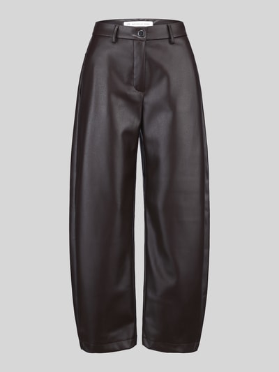 Raffaello Rossi Regular Fit Leder- / Kunstlederhose mit Label-Detail Modell 'PHIBI' Dunkelbraun 2