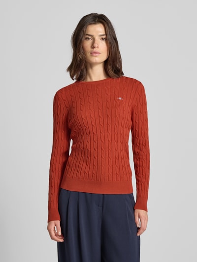 Gant Strickpullover mit gerippten Abschlüssen Rostrot 4