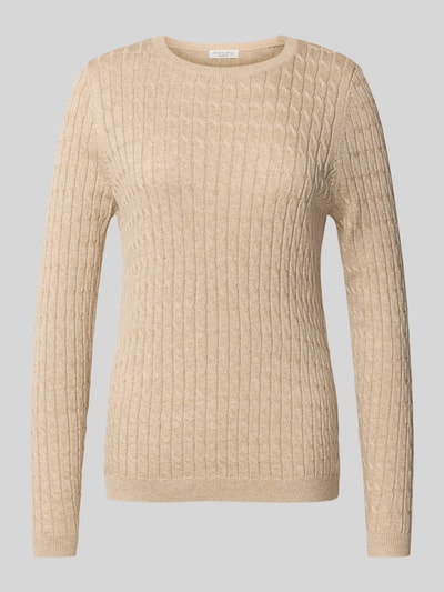 Christian Berg Woman Gebreide pullover met kabelpatroon Zand gemêleerd - 2