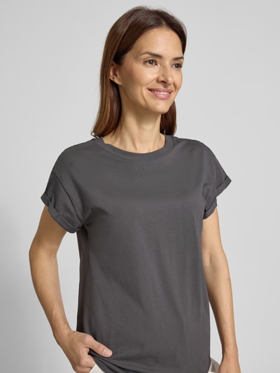 Jake*s Casual T-Shirt mit geripptem Rundhalsausschnitt Dunkelgrau 3