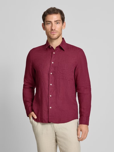 Marc O'Polo Regular Fit Freizeithemd aus reinem Leinen Dunkelrot 4