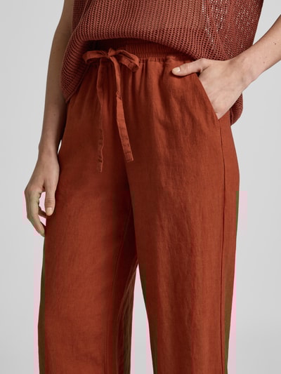 Soyaconcept Straight Leg Leinenhose mit Tunnelzug Modell 'Ina' Rostrot 3