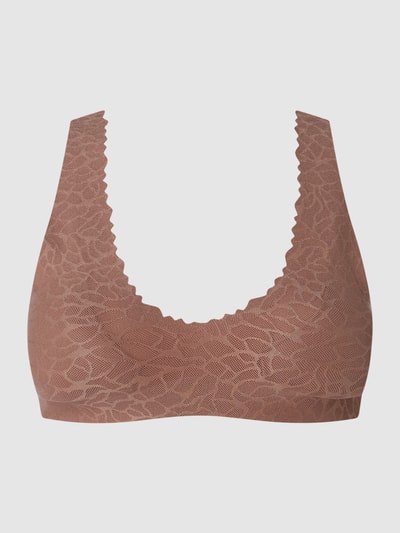 Sloggi Bustier met geïntegreerde cups, model 'Zero Feel Lace 2.0' Lichtbruin - 2