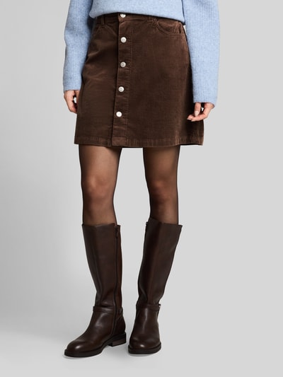 Tom Tailor Denim spódnica mini z mieszanki bawełny model 'D-ROCK' Ciemnobrązowy 4