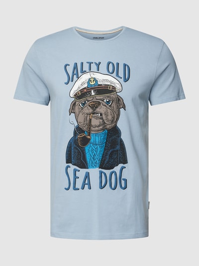 Blend T-shirt met motief- en statementprint, model 'SEE DOG' Lichtblauw - 2