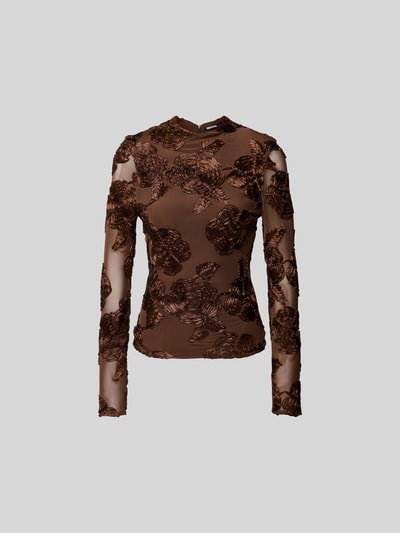 ROTATE Longsleeve mit Zierbesatz Mittelbraun 2