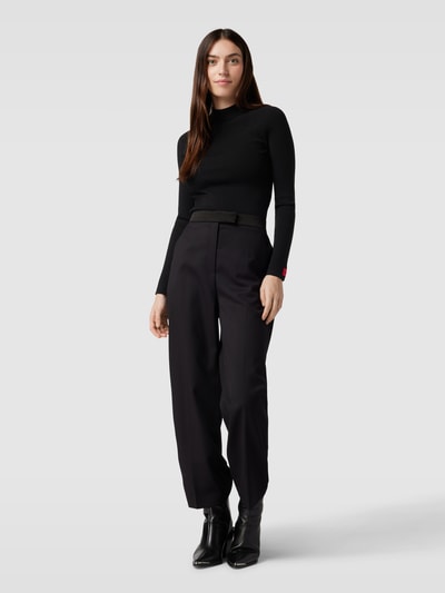 HUGO Strickpullover mit Feinripp Modell 'Sanduz' Black 1