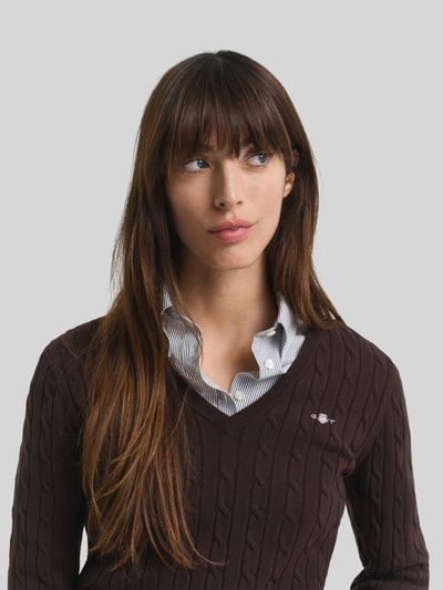 GANT Regular Fit Pullover aus Baumwoll-Mix mit Logo-Stitching Mittelbraun 2