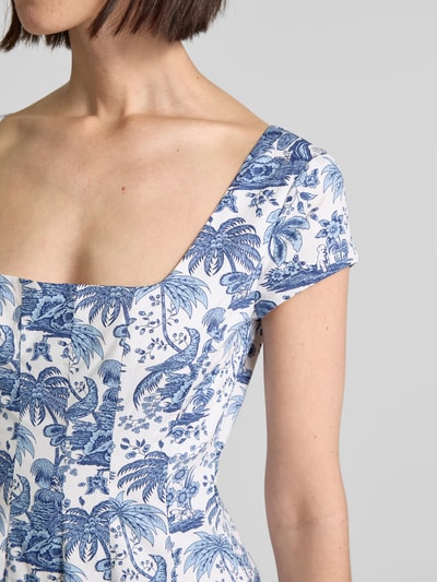 Staud Sukienka midi z prostokątnym dekoltem model ‘WELLS’ Błękitny 3