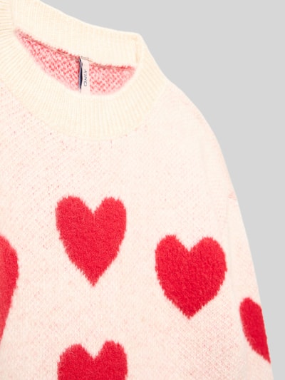 Only Loose fit gebreide pullover met all-over motief, model 'NAJA' Ecru - 2