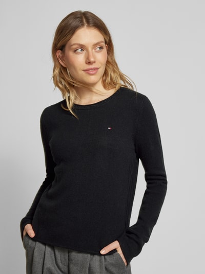 Tommy Hilfiger Gebreide pullover met logostitching Zwart - 3