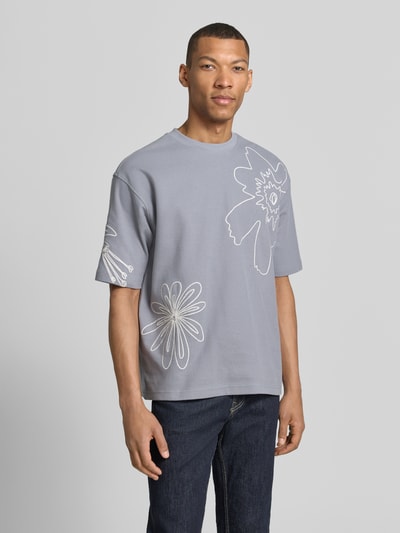 Jake*s Studio Men T-Shirt mit Motiv-Stitching Rauchblau 4