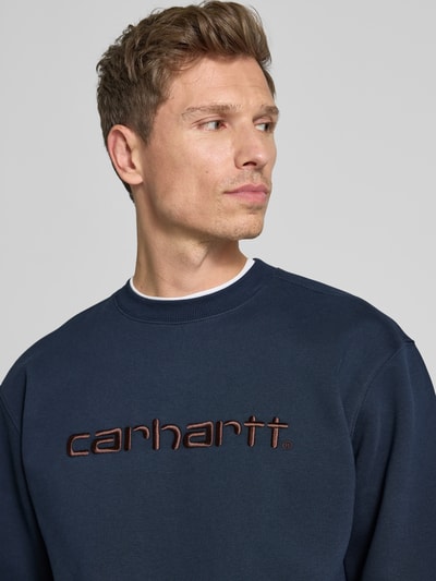 Carhartt Work In Progress Sweatshirt mit Label-Stitching Dunkelblau 3
