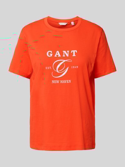 Gant T-Shirt mit Label-Print Koralle 2