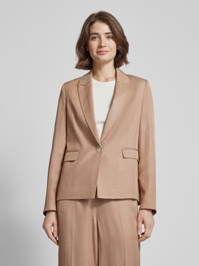 comma Blazer van een mix van viscose en linnen in effen design Taupe - 4