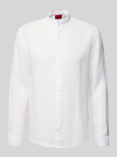 HUGO Slim Fit Businesshemd aus reinem Leinen Modell 'Elvory' Weiss 2
