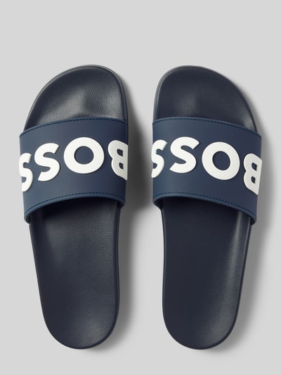 BOSS Slippers met labelprint, model 'Kirk' Donkerblauw - 3