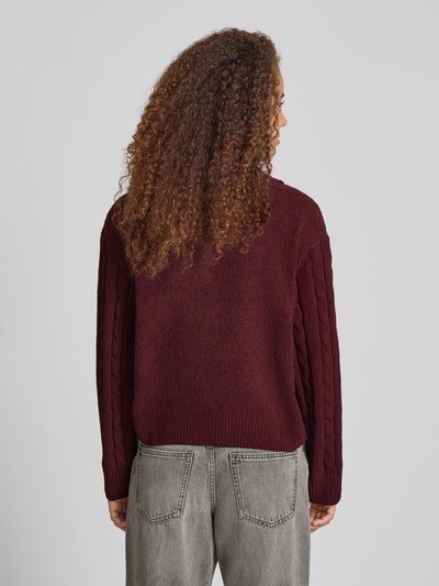 Review Strickpullover mit V-Ausschnitt und Umlegekragen Dunkelrot 5