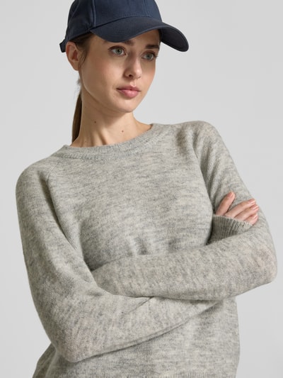 Selected Femme Strickpullover mit Rundhalsausschnitt Modell 'LULU' Hellgrau Melange 3