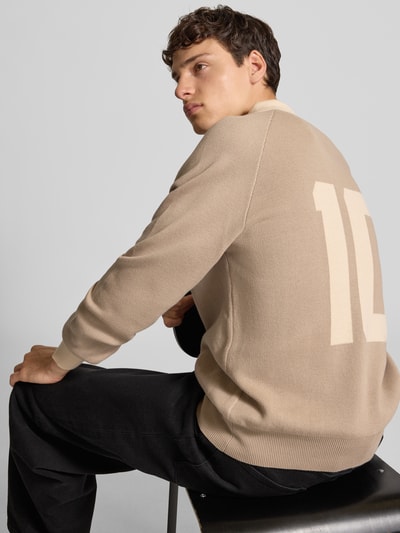 PROHIBITED Gebreide pullover met labeldetail Beige - 3