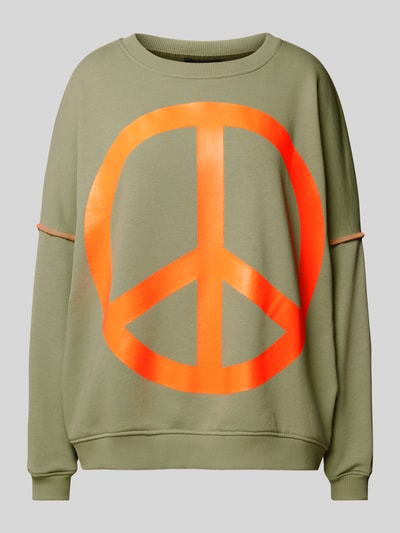 miss goodlife Sweatshirt met ribboorden, model 'Peace' Mintgroen - 2