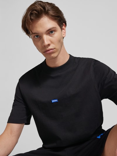 Hugo Blue T-Shirt mit Label-Stitching Modell 'Nieros' Black 3