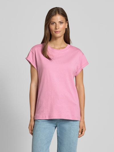 Jake*s Casual T-Shirt mit geripptem Rundhalsausschnitt Mauve 4