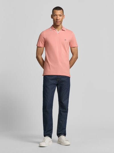 Christian Berg Men modern fit poloshirt met logo-stitching Zalm - 1