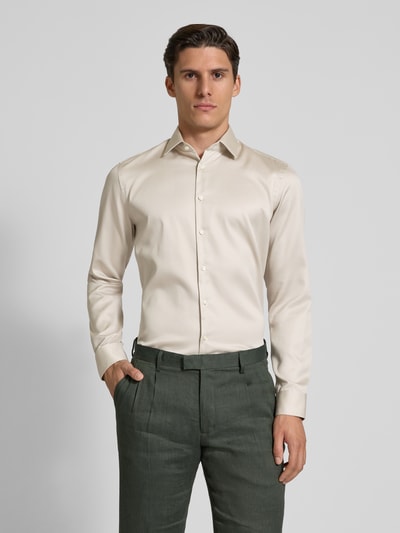 Jake*s Slim Fit Business-Hemd mit Kentkragen Taupe 4
