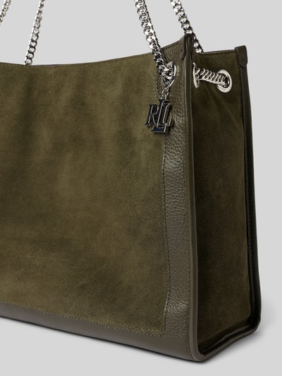 Lauren Ralph Lauren Shopper aus Rindsleder mit Label-Applikation Oliv 3