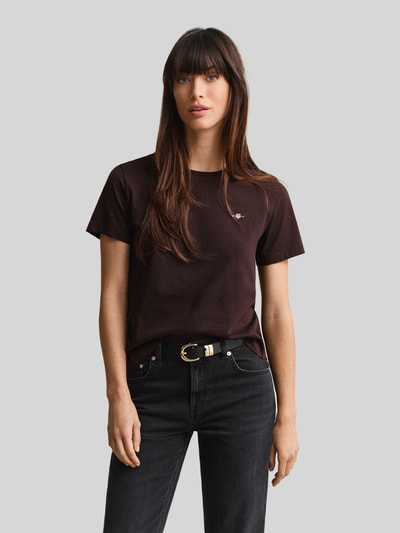 GANT Regular Fit T-Shirt aus reiner Baumwolle Dunkelbraun 4
