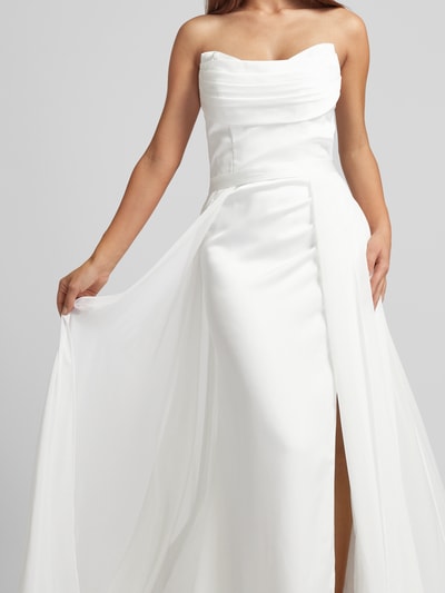 Luxuar Abendkleid mit Wasserfall-Ausschnitt Offwhite 6