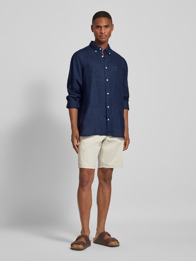 Tommy Hilfiger Regular Fit Leinenhemd mit Button-Down-Kragen Marine 1