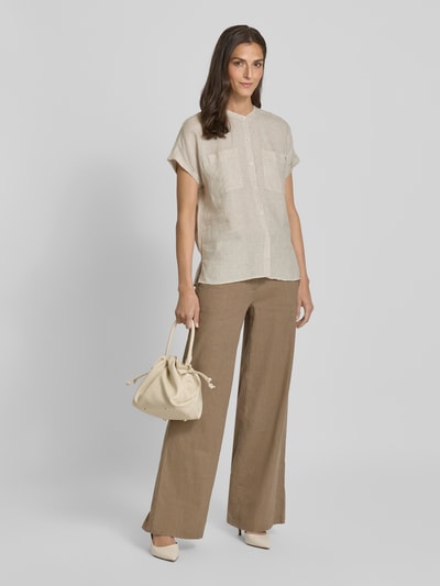 Tommy Hilfiger Relaxed fit linnen blouse met korte mouwen Ecru - 1