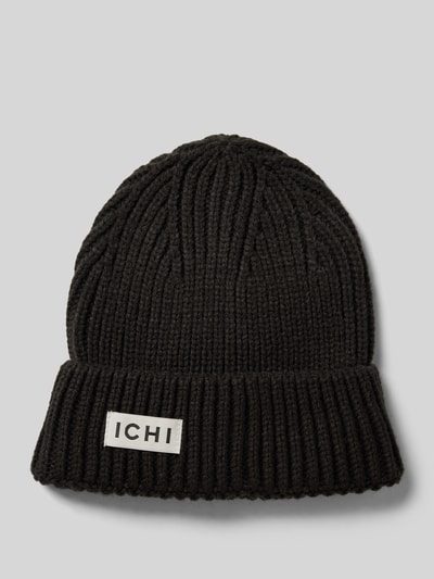 ICHI Czapka beanie z naszywką z logo model ‘EMMA’ Czarny 1