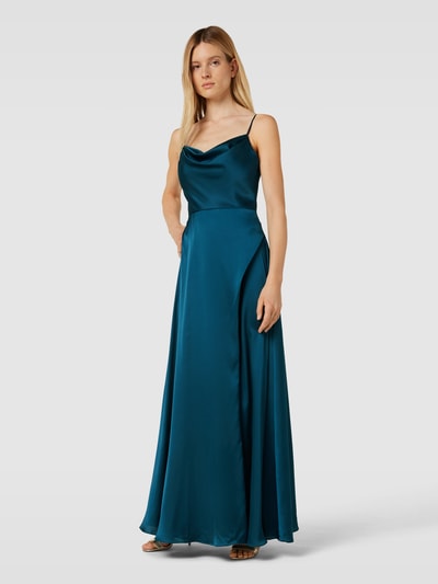 Luxuar Abendkleid mit Gehschlitz Petrol 1