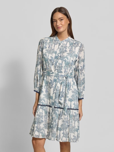 0039 Italy Knielanges Kleid mit Stehkragen Modell 'Milo' Weiss 4