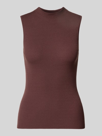 Produktfoto, Slim Fit Top mit Mock-Neck Modell 'FESKIES' von BOSS, Optik: Unifarben, Rippstrick, Passform: Slim-Fit, Material: Viskose-Mix