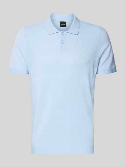 Produktfoto, Poloshirt mit Logo Detail von BOSS Green, Optik: Unifarben, Passform: Regular-Fit, Polokragen, Bodymapping-Struktur, hellblau