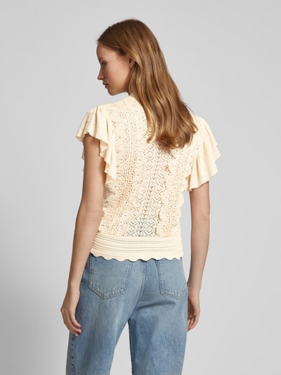 YAS Gebreide top met gehaakt kant, model 'KILA' Beige - 5