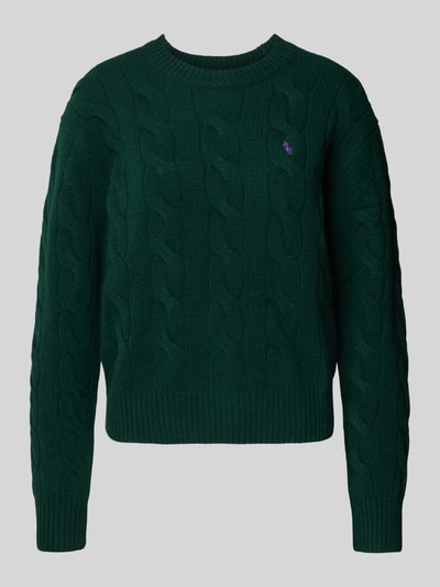 Polo Ralph Lauren Strickpullover mit Zopfmuster und Rundhalsausschnitt Gruen 2
